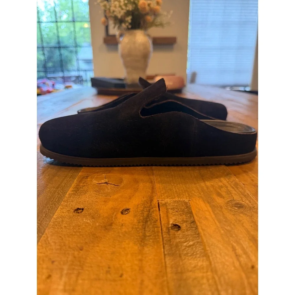 Vince Mens Suede Mule Slippers Black Round Toe Slip On Loafers Shoes M9